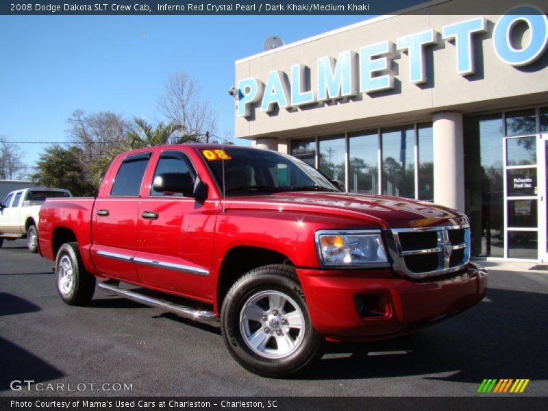 Inferno Red Crystal Pearl / Dark Khaki/Medium Khaki 2008 Dodge Dakota SLT Crew Cab
