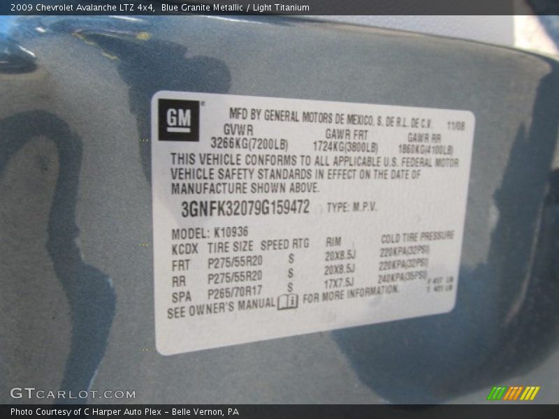 Blue Granite Metallic / Light Titanium 2009 Chevrolet Avalanche LTZ 4x4