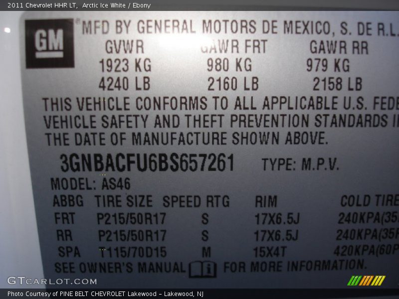 Arctic Ice White / Ebony 2011 Chevrolet HHR LT