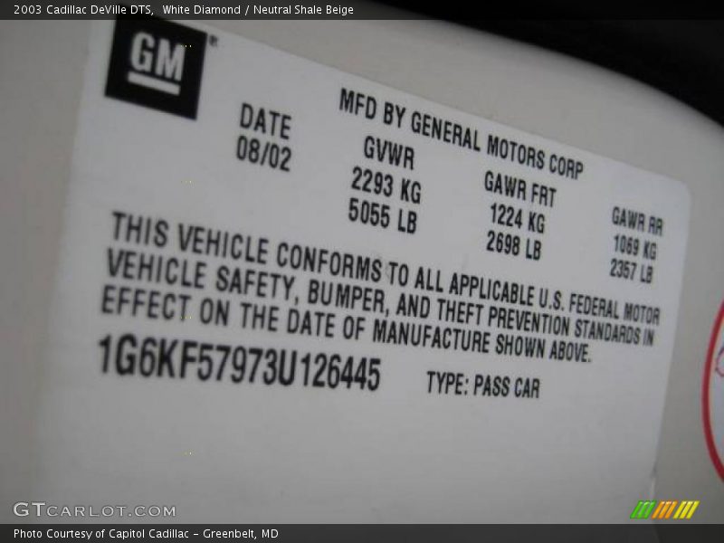 White Diamond / Neutral Shale Beige 2003 Cadillac DeVille DTS