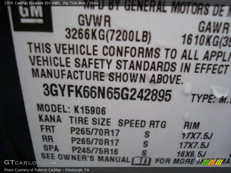 Rip Tide Blue / Shale 2005 Cadillac Escalade ESV AWD