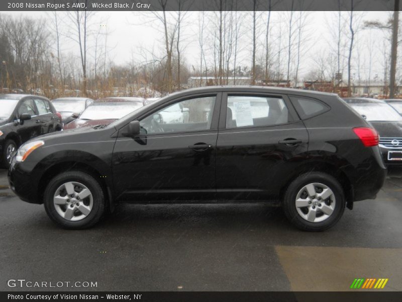 Wicked Black / Gray 2008 Nissan Rogue S AWD