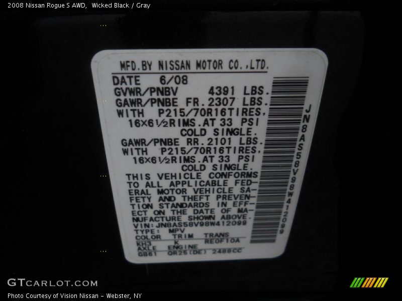 Wicked Black / Gray 2008 Nissan Rogue S AWD