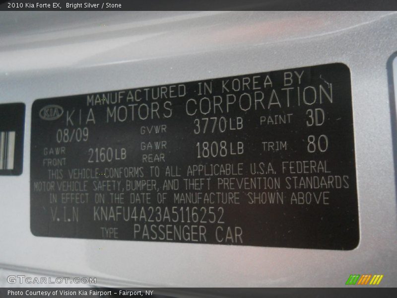 Bright Silver / Stone 2010 Kia Forte EX