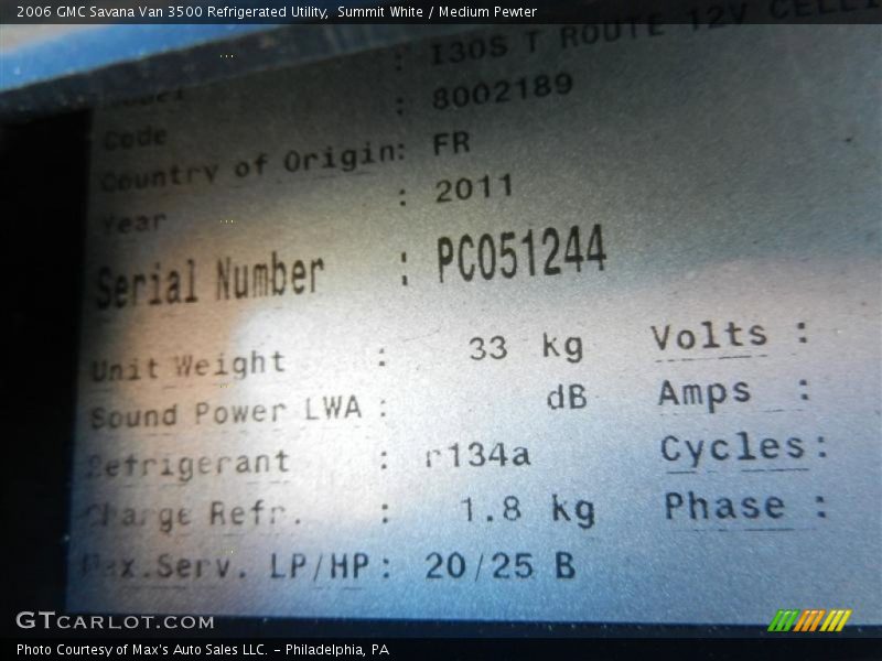 Summit White / Medium Pewter 2006 GMC Savana Van 3500 Refrigerated Utility