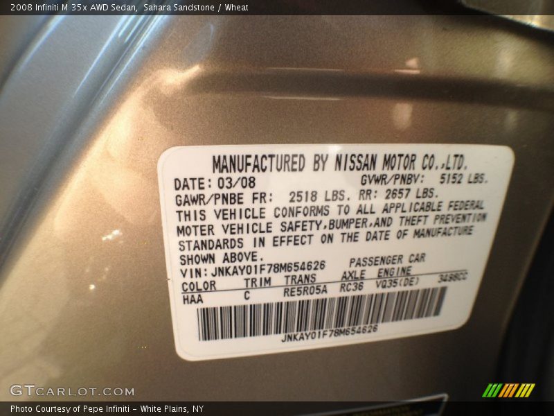 Sahara Sandstone / Wheat 2008 Infiniti M 35x AWD Sedan