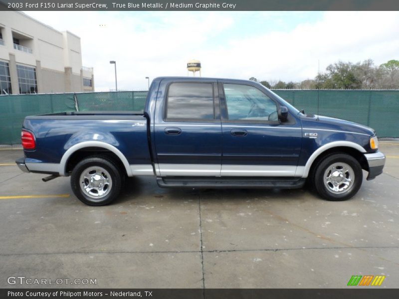 True Blue Metallic / Medium Graphite Grey 2003 Ford F150 Lariat SuperCrew