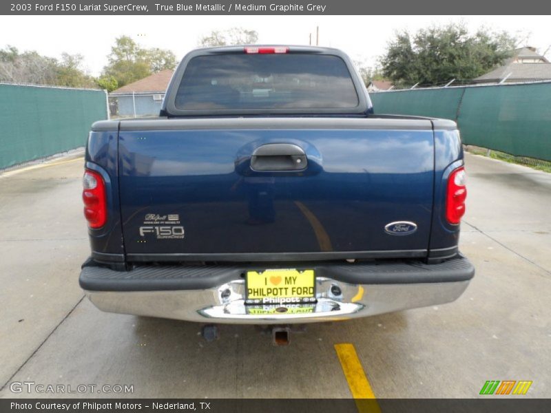 True Blue Metallic / Medium Graphite Grey 2003 Ford F150 Lariat SuperCrew