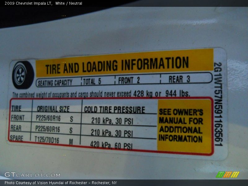 White / Neutral 2009 Chevrolet Impala LT