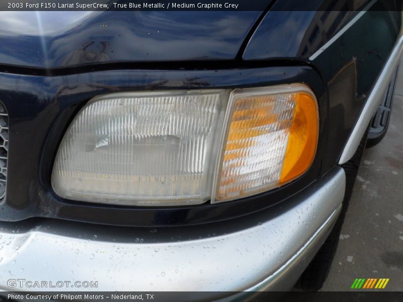 True Blue Metallic / Medium Graphite Grey 2003 Ford F150 Lariat SuperCrew