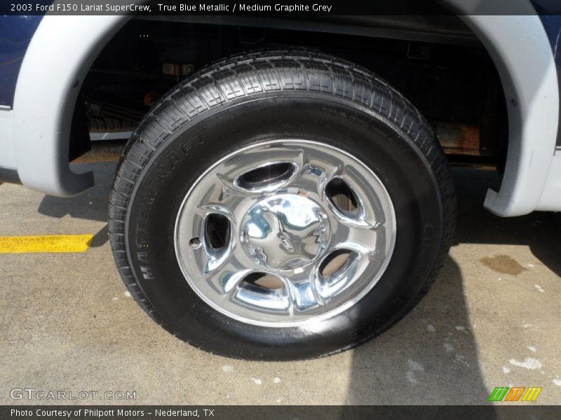 True Blue Metallic / Medium Graphite Grey 2003 Ford F150 Lariat SuperCrew