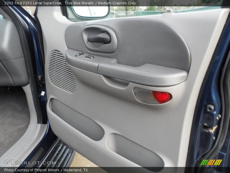 True Blue Metallic / Medium Graphite Grey 2003 Ford F150 Lariat SuperCrew