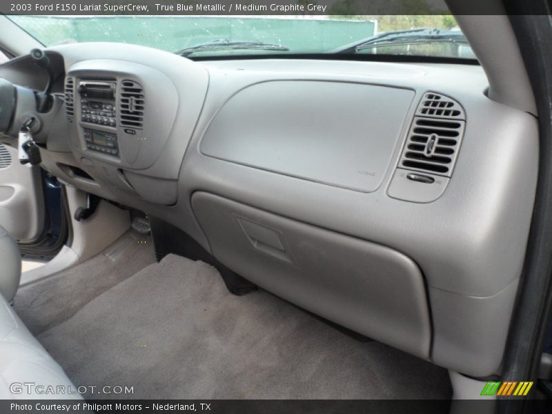 True Blue Metallic / Medium Graphite Grey 2003 Ford F150 Lariat SuperCrew