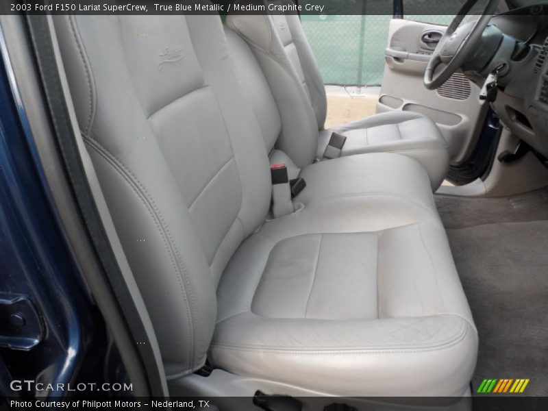 True Blue Metallic / Medium Graphite Grey 2003 Ford F150 Lariat SuperCrew