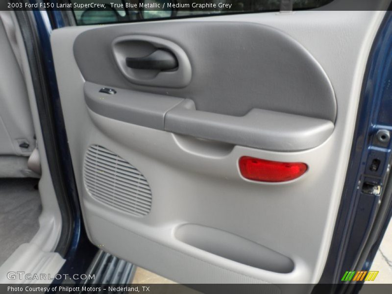 True Blue Metallic / Medium Graphite Grey 2003 Ford F150 Lariat SuperCrew