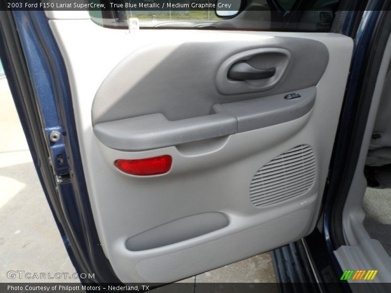 True Blue Metallic / Medium Graphite Grey 2003 Ford F150 Lariat SuperCrew