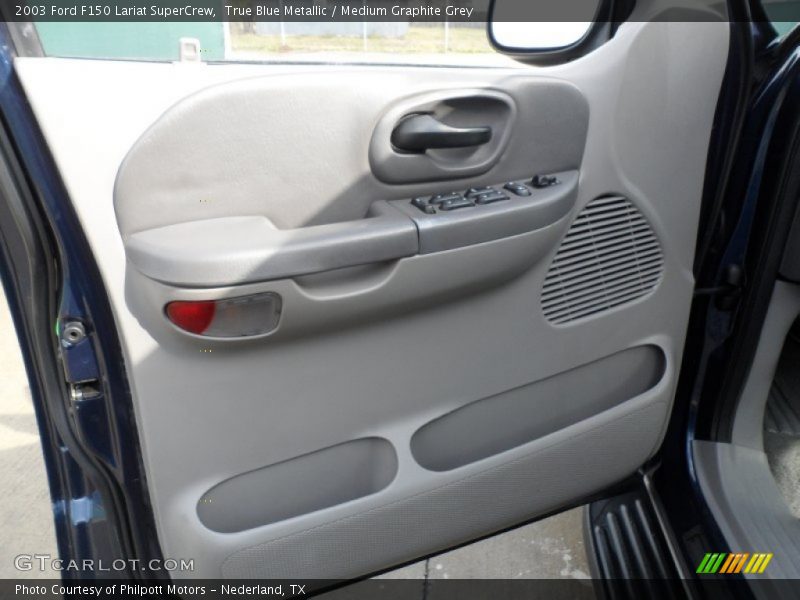 True Blue Metallic / Medium Graphite Grey 2003 Ford F150 Lariat SuperCrew