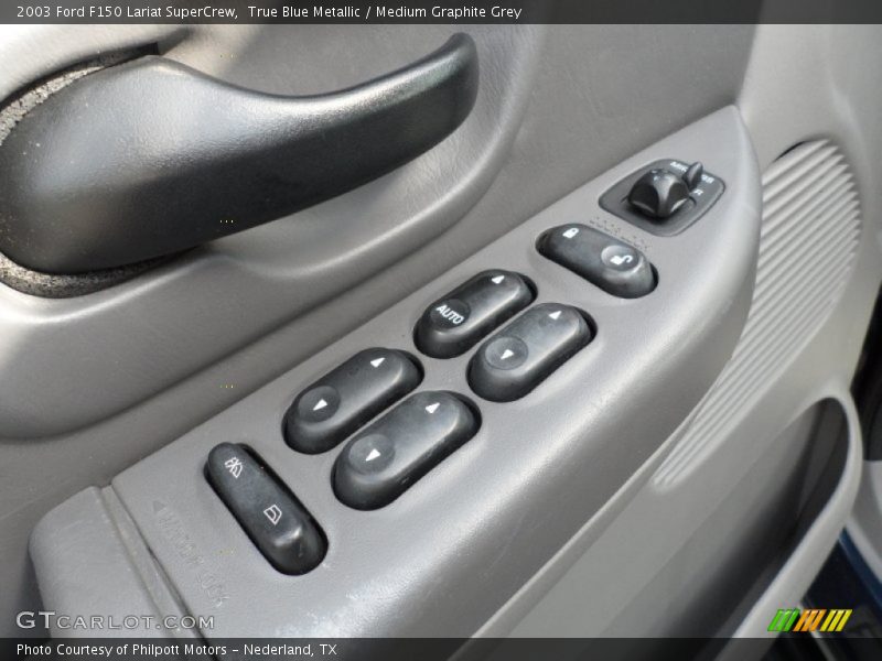 True Blue Metallic / Medium Graphite Grey 2003 Ford F150 Lariat SuperCrew