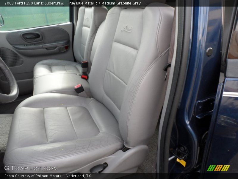 True Blue Metallic / Medium Graphite Grey 2003 Ford F150 Lariat SuperCrew