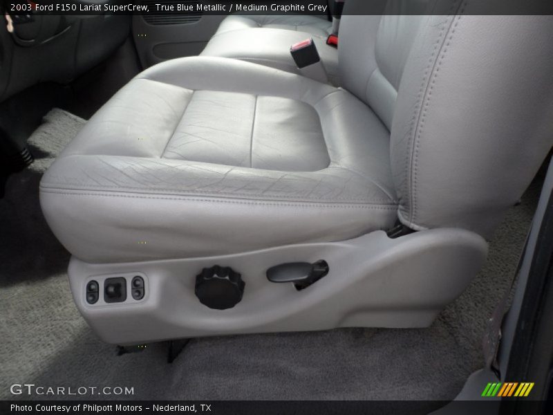 True Blue Metallic / Medium Graphite Grey 2003 Ford F150 Lariat SuperCrew