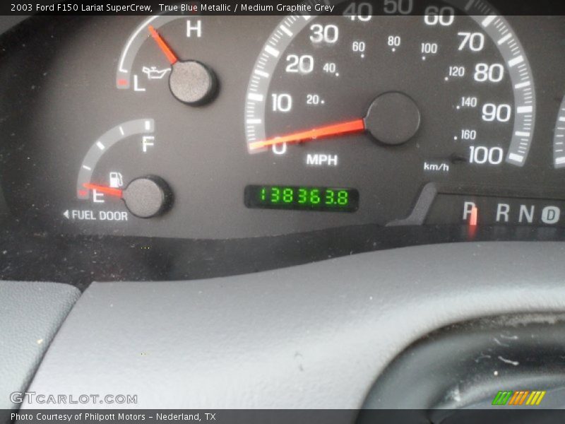 True Blue Metallic / Medium Graphite Grey 2003 Ford F150 Lariat SuperCrew