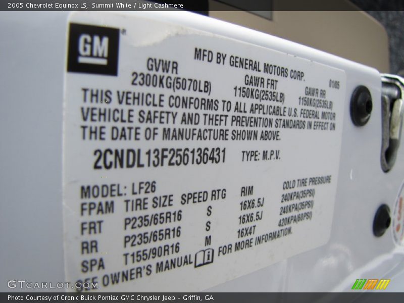 Summit White / Light Cashmere 2005 Chevrolet Equinox LS