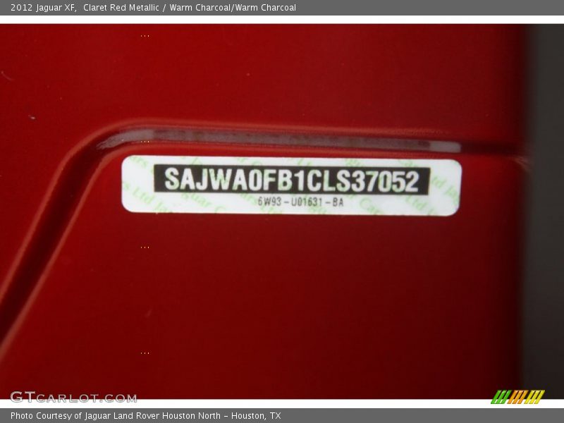 Claret Red Metallic / Warm Charcoal/Warm Charcoal 2012 Jaguar XF