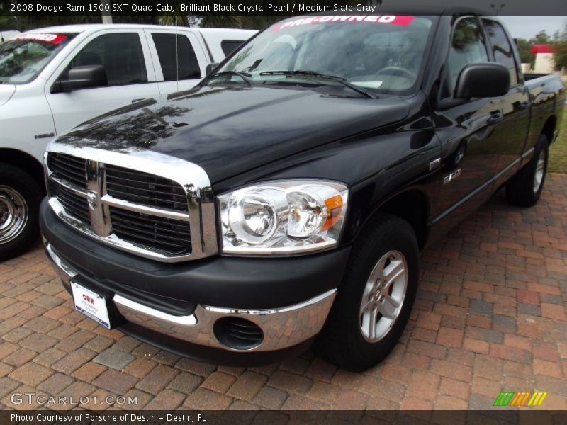 Brilliant Black Crystal Pearl / Medium Slate Gray 2008 Dodge Ram 1500 SXT Quad Cab