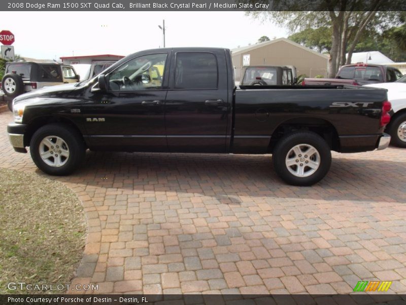 Brilliant Black Crystal Pearl / Medium Slate Gray 2008 Dodge Ram 1500 SXT Quad Cab