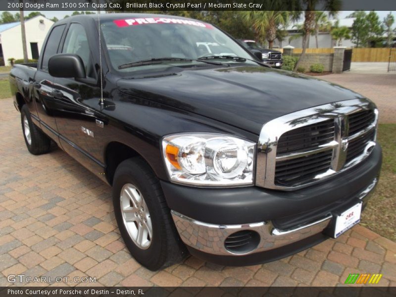 Brilliant Black Crystal Pearl / Medium Slate Gray 2008 Dodge Ram 1500 SXT Quad Cab