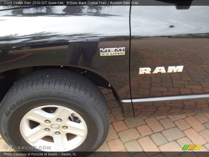 Brilliant Black Crystal Pearl / Medium Slate Gray 2008 Dodge Ram 1500 SXT Quad Cab