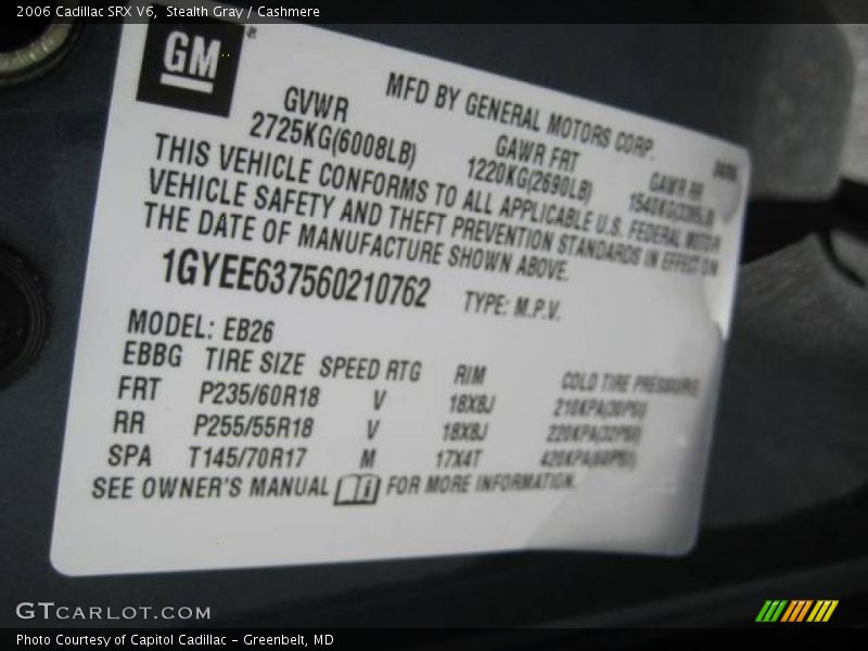 Stealth Gray / Cashmere 2006 Cadillac SRX V6