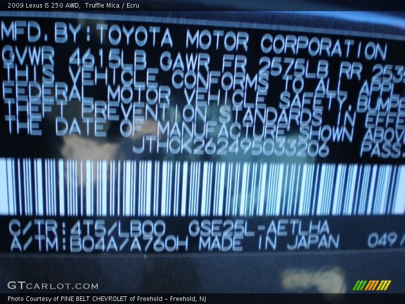 2009 IS 250 AWD Truffle Mica Color Code 4T5