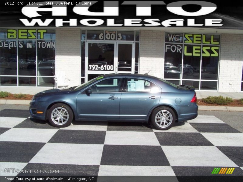 Steel Blue Metallic / Camel 2012 Ford Fusion SEL