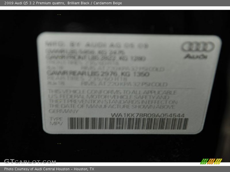 Brilliant Black / Cardamom Beige 2009 Audi Q5 3.2 Premium quattro