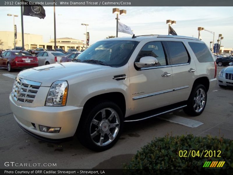 White Diamond Tricoat / Cashmere/Cocoa 2012 Cadillac Escalade Luxury