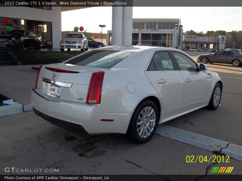 White Diamond Tricoat / Ebony/Ebony 2012 Cadillac CTS 3.0 Sedan