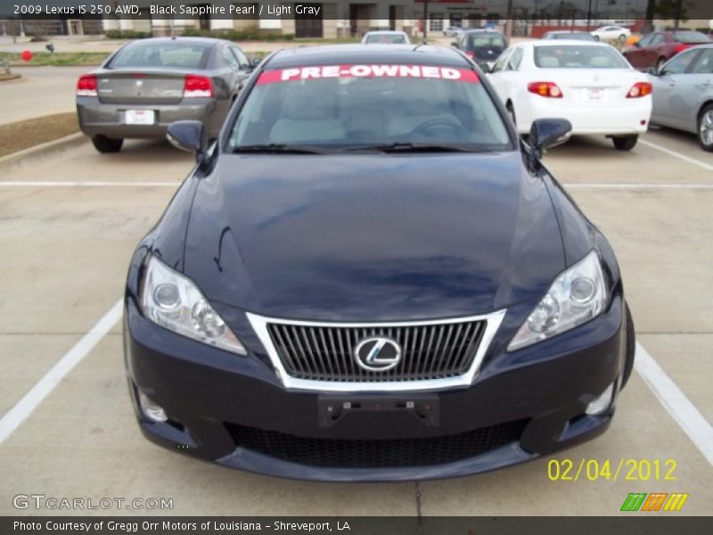Black Sapphire Pearl / Light Gray 2009 Lexus IS 250 AWD