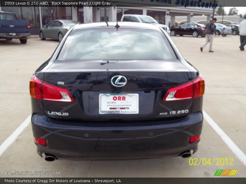 Black Sapphire Pearl / Light Gray 2009 Lexus IS 250 AWD