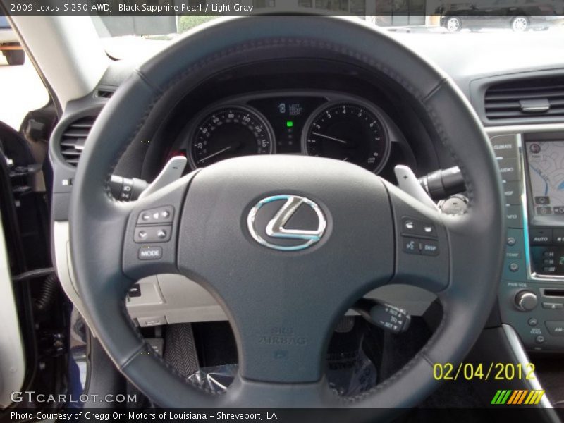 Black Sapphire Pearl / Light Gray 2009 Lexus IS 250 AWD