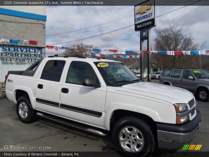 Summit White / Tan/Neutral 2005 Chevrolet Avalanche Z71 4x4