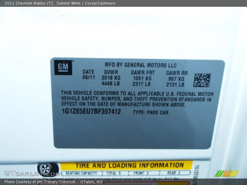 Summit White / Cocoa/Cashmere 2011 Chevrolet Malibu LTZ