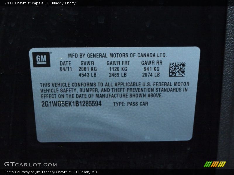 Black / Ebony 2011 Chevrolet Impala LT
