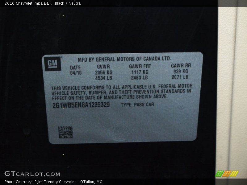 Black / Neutral 2010 Chevrolet Impala LT