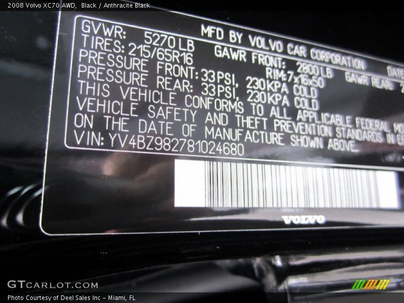 Black / Anthracite Black 2008 Volvo XC70 AWD