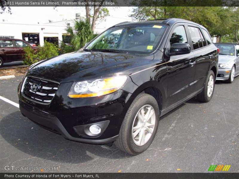 Phantom Black Metallic / Beige 2011 Hyundai Santa Fe Limited