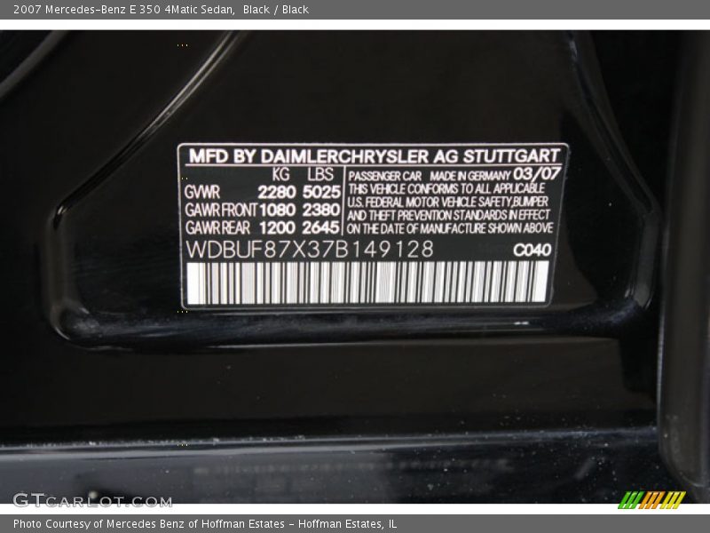 Black / Black 2007 Mercedes-Benz E 350 4Matic Sedan