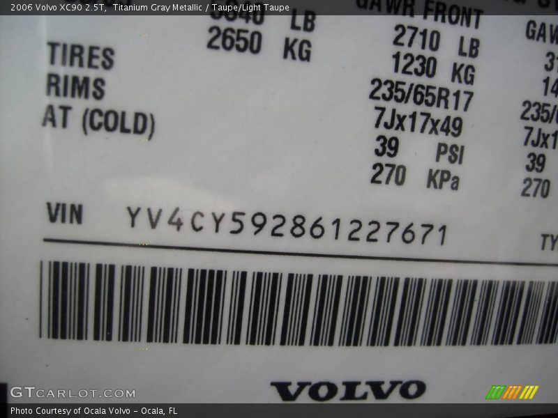 Titanium Gray Metallic / Taupe/Light Taupe 2006 Volvo XC90 2.5T