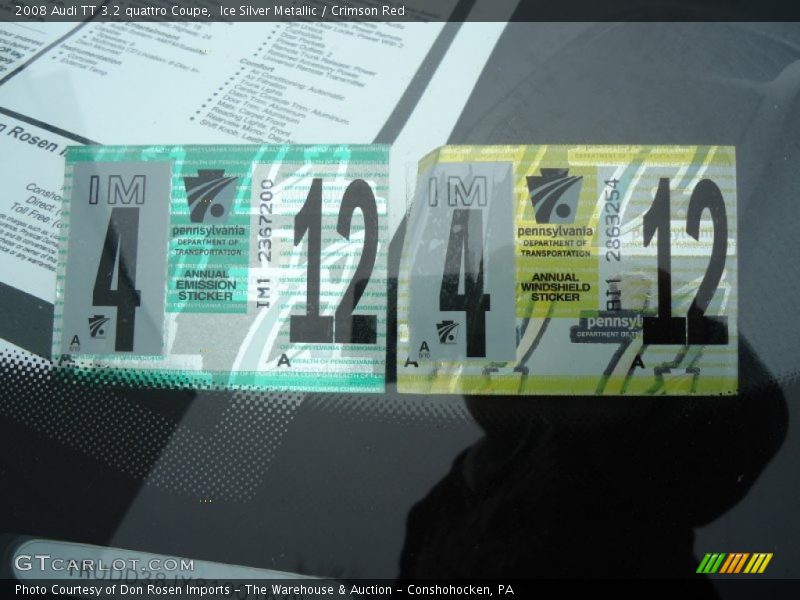 Ice Silver Metallic / Crimson Red 2008 Audi TT 3.2 quattro Coupe