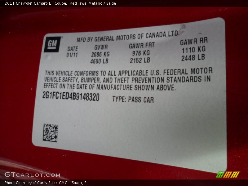 Red Jewel Metallic / Beige 2011 Chevrolet Camaro LT Coupe